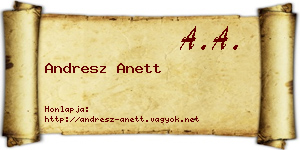 Andresz Anett névjegykártya